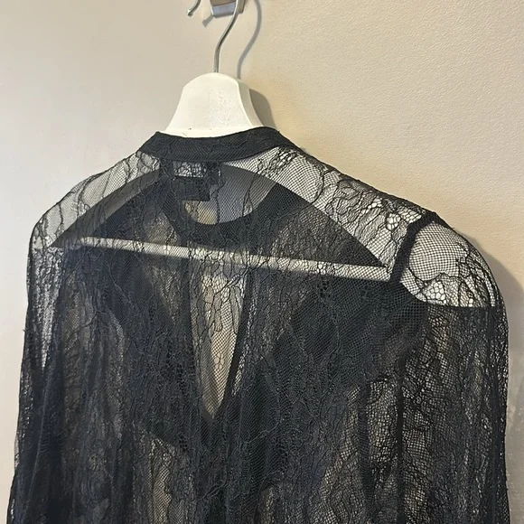 Michel Studio Black Lace Blouse with Ruffle and Choker Neck - Picture 8 of 10